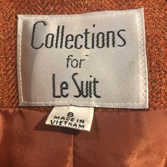 Le Suit Skirt Suit Women's Size 8 Rust Tweed 2-Piece Set Blazer & Skirt - Picture 8 of 9